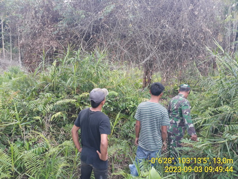 Babinsa 05/Gas Serma Sasmito Rutin Lakukan Patroli Karlahut Di Desa Binaan