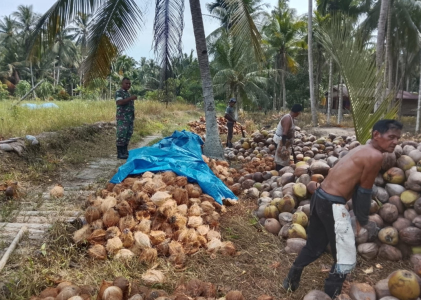 Babinsa Koramil 07/Reteh Gelar Komsos, Pantau Harga Kelapa dan Perkuat Silaturahmi dengan Masyarakat