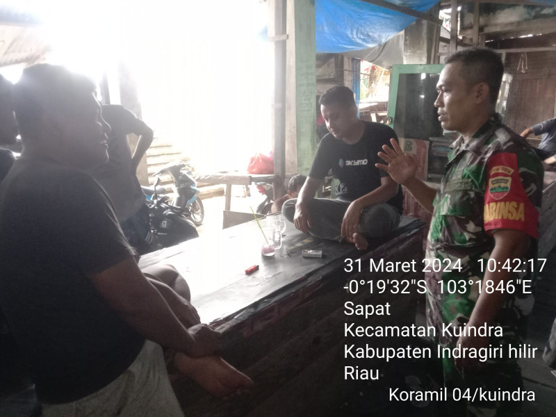 Jaga Kekompakan, Babinsa Koramil 04/Kuindra Harap Dapat Aktifkan Kembali Pos Ronda