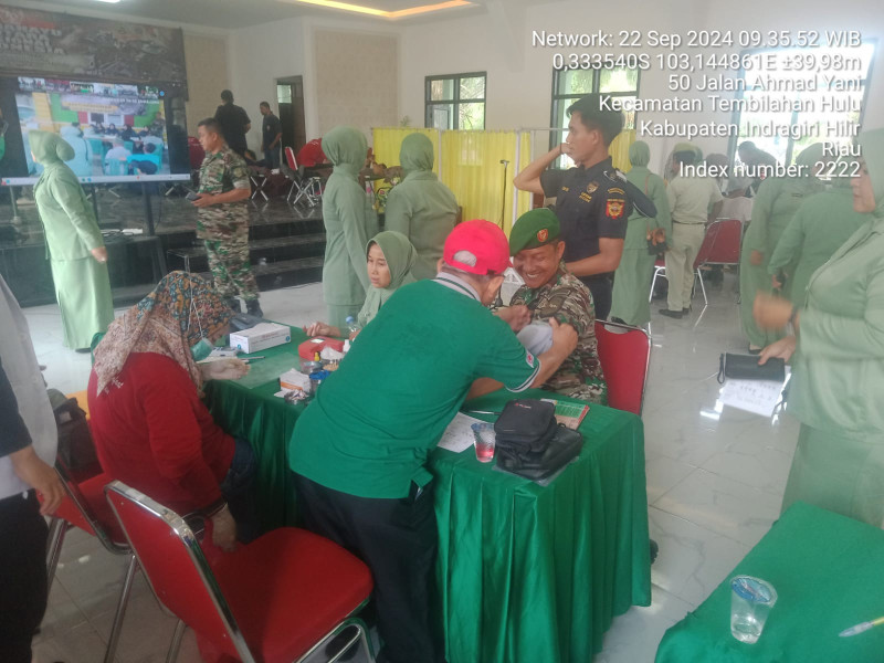 Babinsa Serda Johansah Bersama Kodim 0314 Inhil Ikuti Kegiatan Donor Darah di Makodim