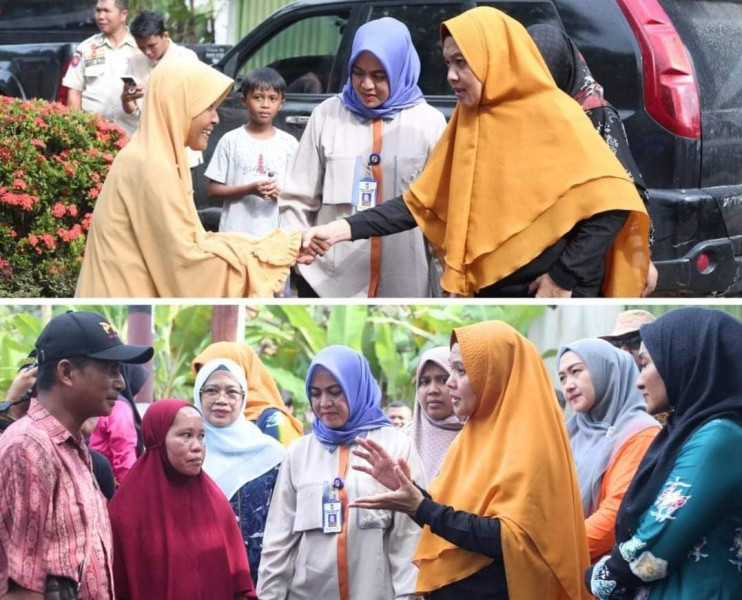 Peninjauan Sekaligus Pemberian Bantuan Kepada Korban Banjir Oleh Pj Ketua TP PKK Kabupaten Kampar