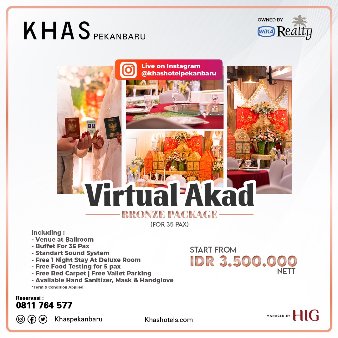 Promo Menarik Virtual Akad Bronze Package di Khas Pekanbaru Hotel