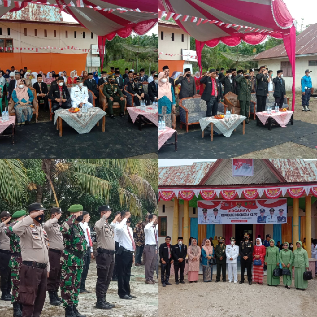 Danramil 03/Tempuling Beserta Anggota Hadiri Upacara Bendera HUT RI Ke-77 di Kecamatan Kempas