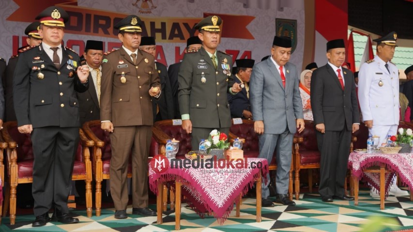 Dandim 0314/Inhil Ikuti Upacara Detik - Detik Proklamasi Kemerdekaan Republik Indonesia ke-74