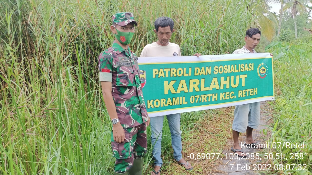 Babinsa Koramil 07/Reteh Kodim 0314/Inhil Menghimbau Kepada Masyarakat Untuk Tidak Membakar Lahan