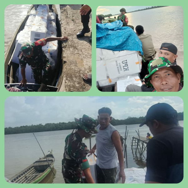 Pengawalan Pemberangkatan Logistik Pemilu dari Desa Ke Kecamatan Yang Didampingi Babinsa Koramil 07/Reteh