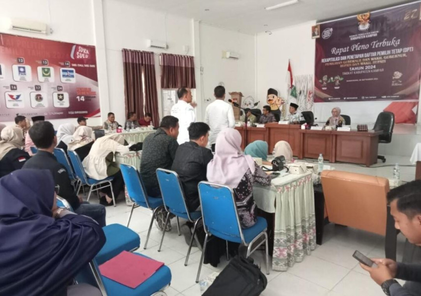 KPU Kampar Gelar Rapat Pleno Terbuka Rekapitulasi dan Penetapan DPT Pilkada Serentak 2024