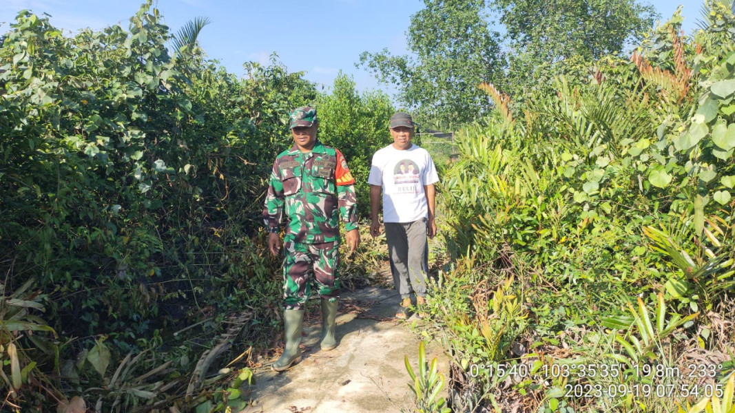 Babinsa Koramil 10/Pelangiran Turun Melihat Kondisi dan Situasi Karhutla