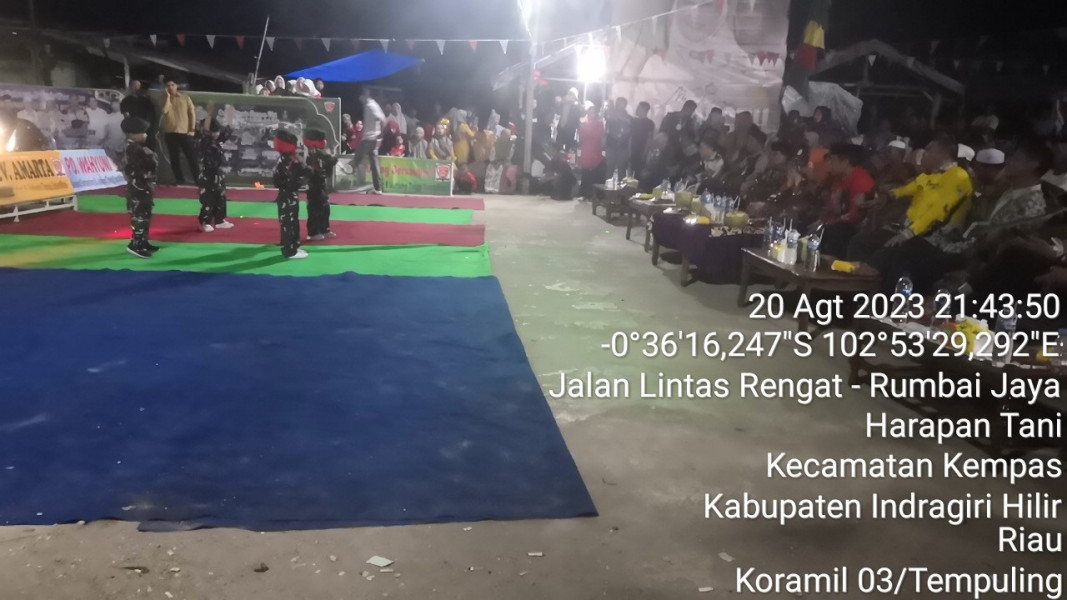 Babinsa 03/Tpl Hadiri Malam Penutupan Gebyar Dalam Rangka HUT RI Ke-78 Di Kelurahan Harapan Tani