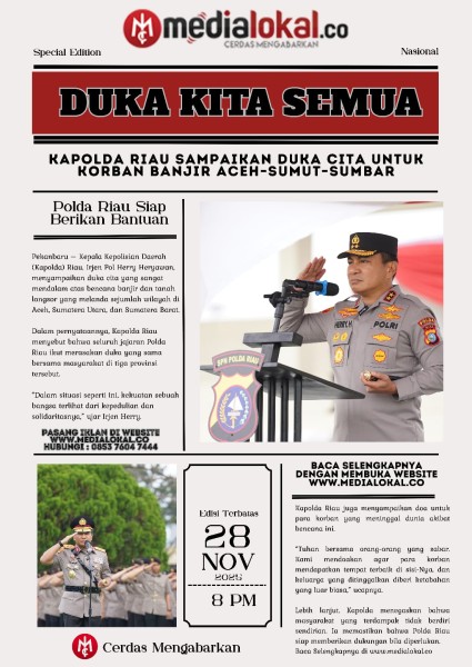 Kapolda Riau Sampaikan Duka Cita untuk Korban Banjir Aceh–Sumut–Sumbar, Tegaskan Polda Riau Siap Berikan Bantuan