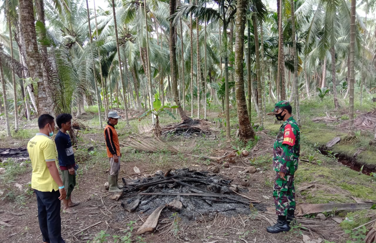 Datangi warga yang Berada di Kebun, Babinsa Sosialisasikan Bahaya Karhutla di Sapat