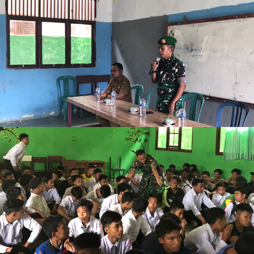 Danramil 03/Tempuling Beri Materi Wasbang Pada Pelatihan P5 SMKN 1 Kempas