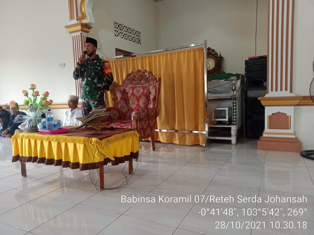 Hadiri Maulid Nabi, Ini yang Disampaikan Babinsa Koramil 07/Reteh