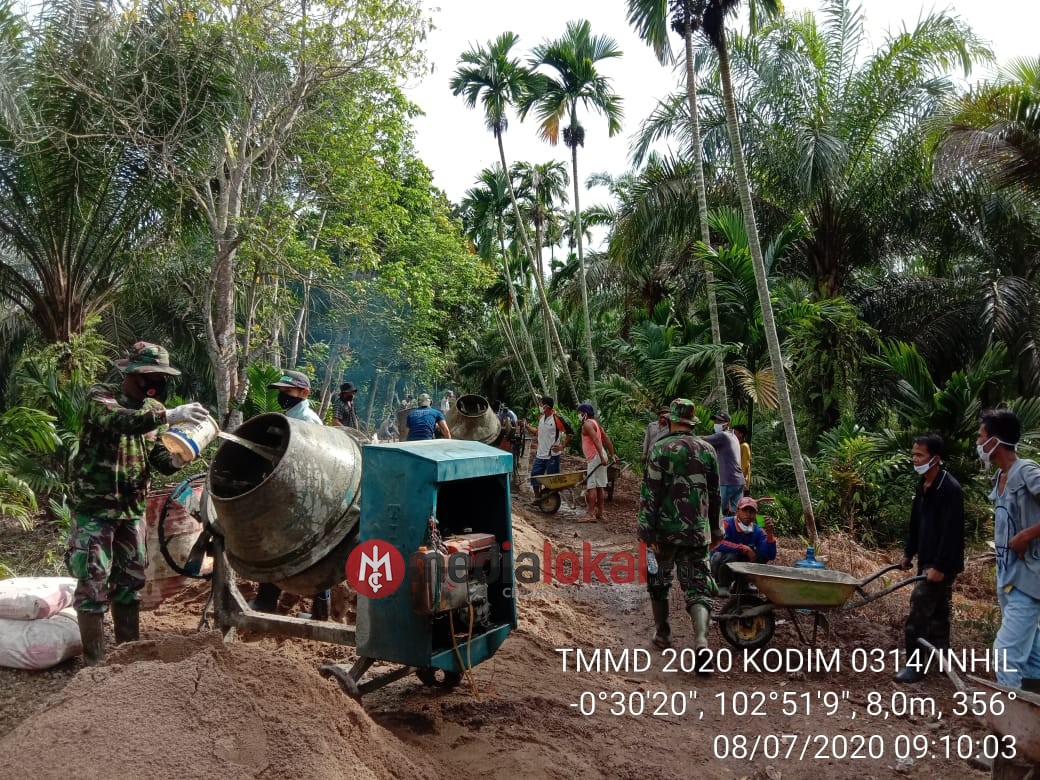 Berjalan Lancar, Pembangunan Jalan TMMD Imbangan Kodim 0314/Inhil capai 60 Persen