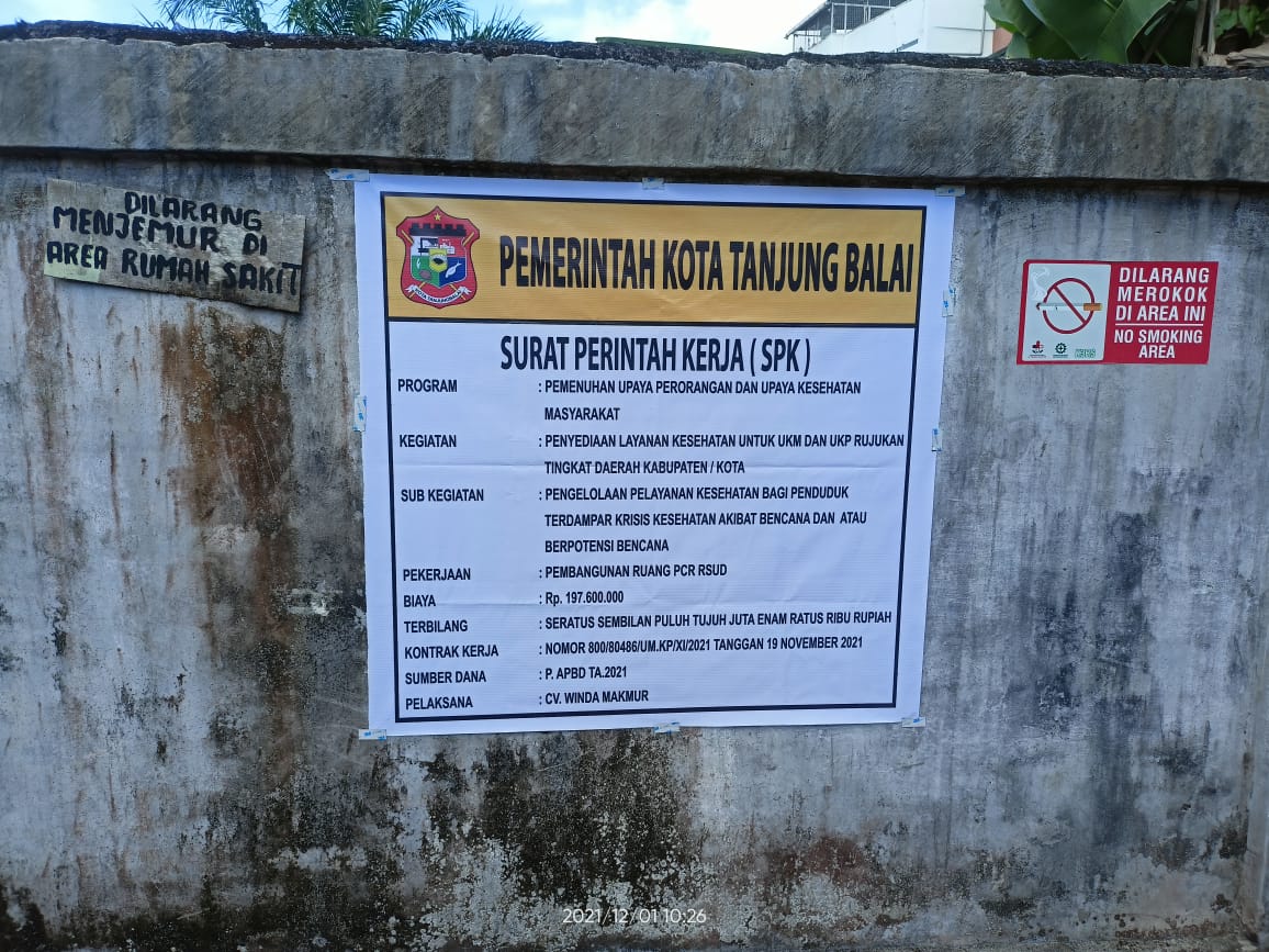 Sempat Heboh, Akhirnya SPK Proyek di RSUD Tanjungbalai Terpasang Sempat Heboh, Akhirnya SPK Proyek di RSUD Tanjungbalai Terpasang