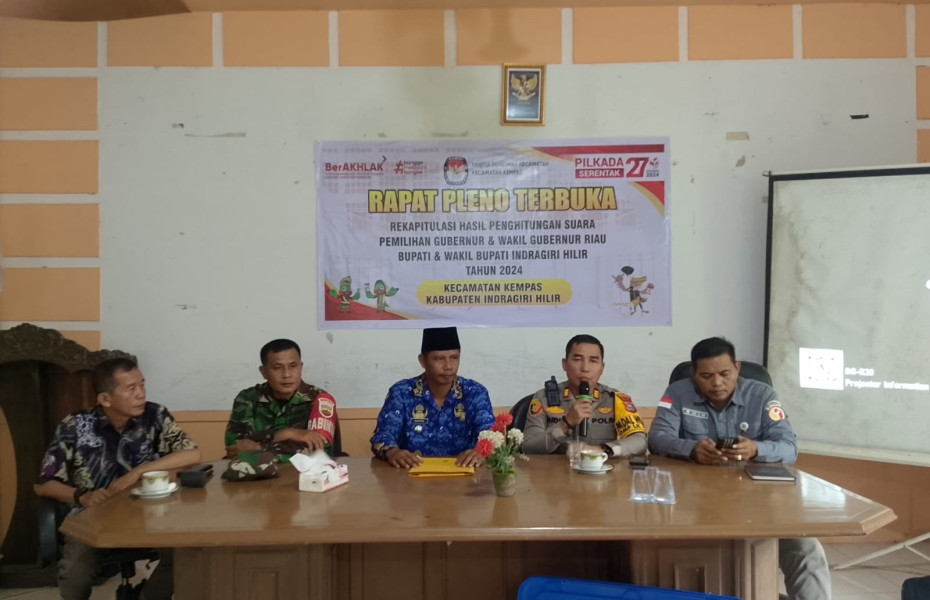 Kapolsek Kempas Bersama Pihak Terkait Gelar Penutupan Rapat Pleno Pilkada 2024