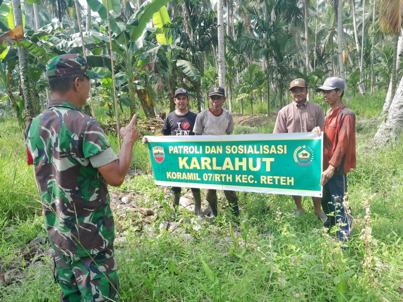 Patroli Karhutla di Wilayah Koramil 07/Reteh Hari Ini Tidak Ditemukan Titik Api dan Asap