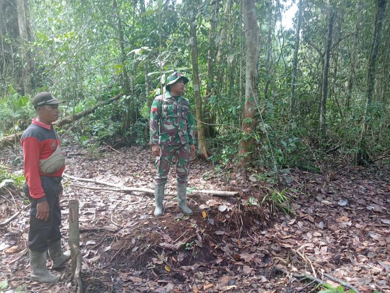 Babinsa Koramil 05/Gas Pratu Sandi Wahyudi Tingkatkan Patroli Karlahut dan Sekaligus Sosialisasi