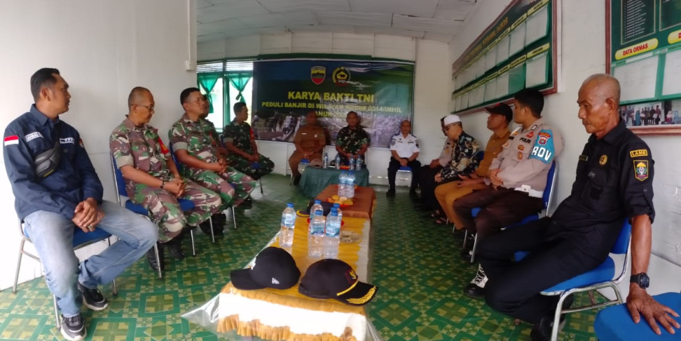 Peduli Banjir Danramil 04/Kdr Melaksanakan Rapat Koordinasi Dengan Forkopincam Kecamatan Kuindra