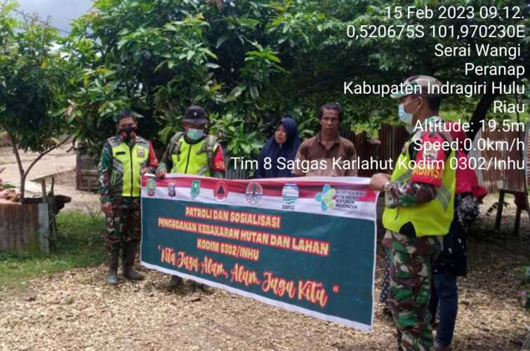 Personil 05 Peranap Laksanakan Patroli dan Sosialisasi Karhutla di Desa Serai Wangi