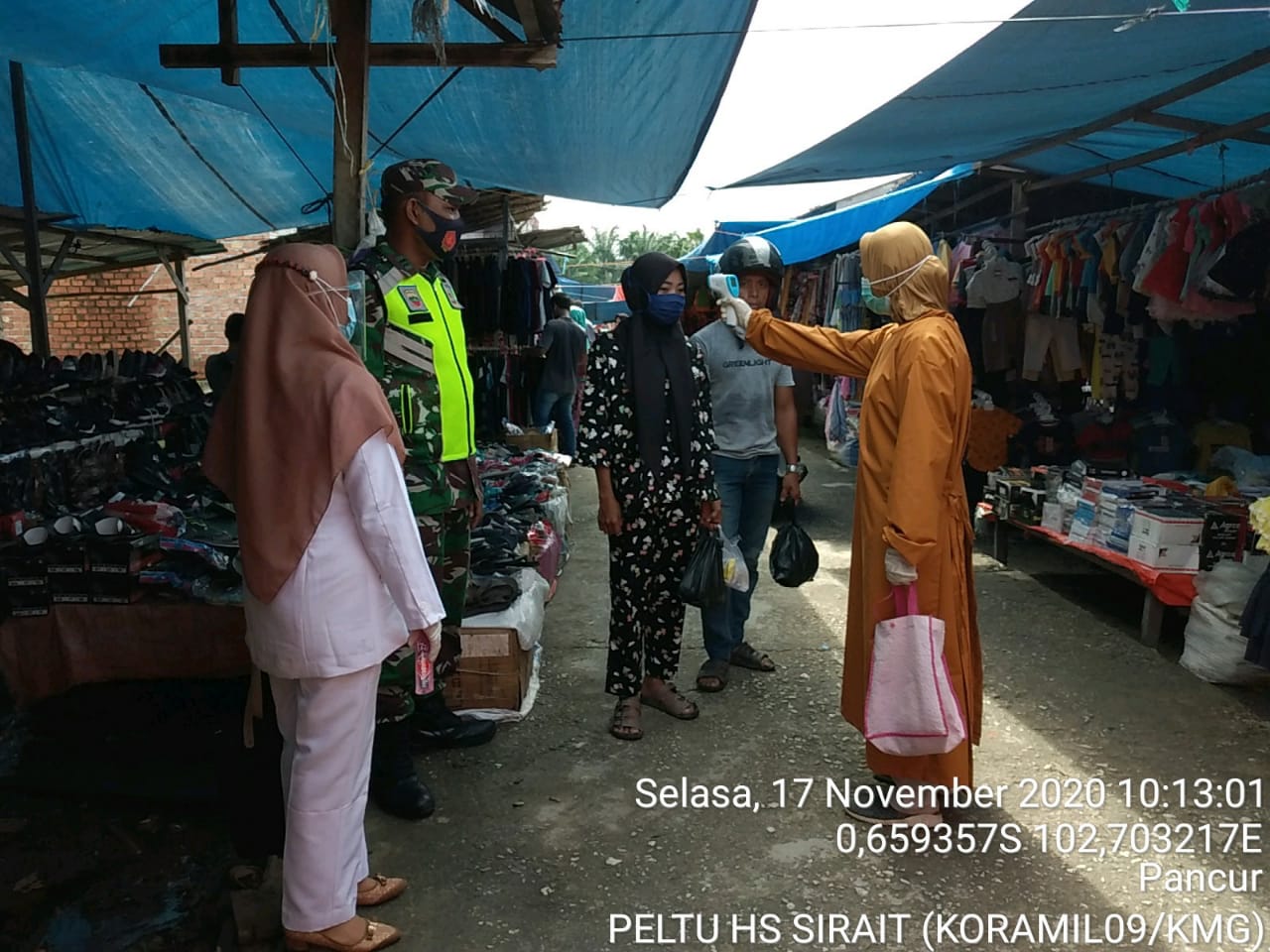 Koramil 09/Kemuning Kembali Lakukan Penegakan Prokes di Kuala Sungai Akar