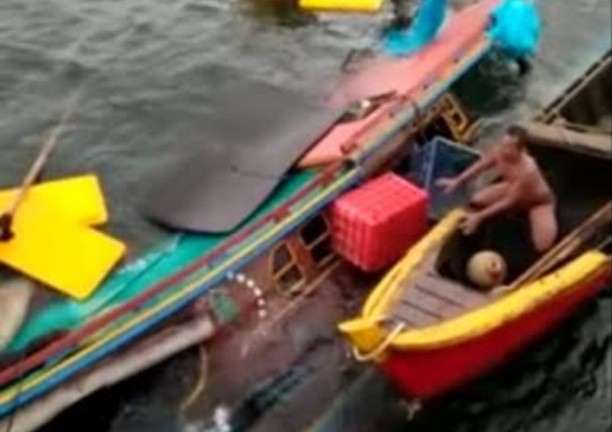 Pompong Terbalik di Perairan Teluk Pinang Inhil, Dua Orang Selamat dan Satu Masih Dinyatakan Hilang