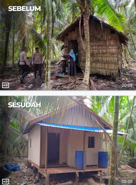 Polres Inhil Bedah Rumah Ibu Jamilah Jadi Layak Huni