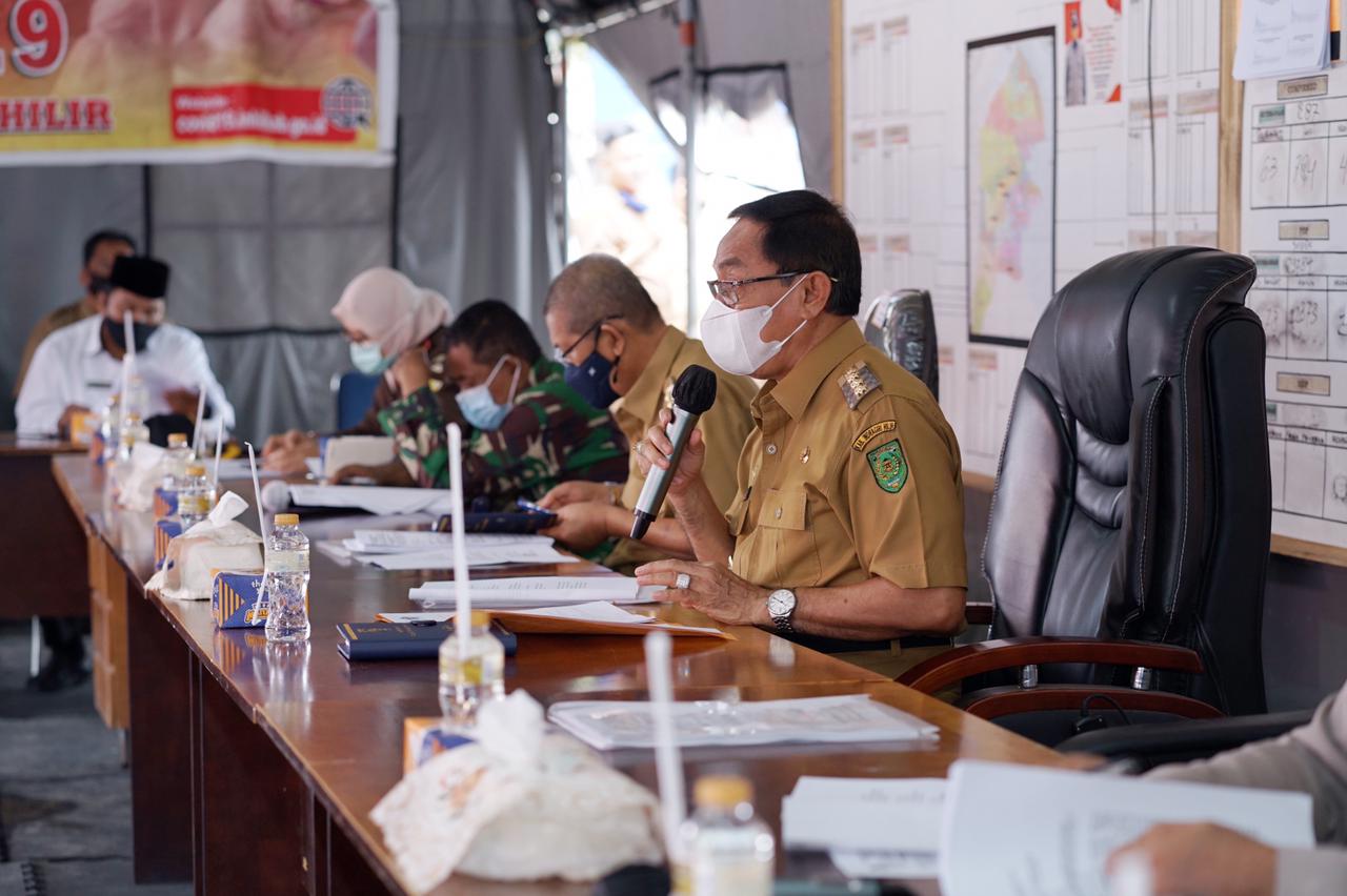 HM Wardan Didampingi Wabup Pimpin Rapat Uji Coba Pelaksanaan PTM di Inhil
