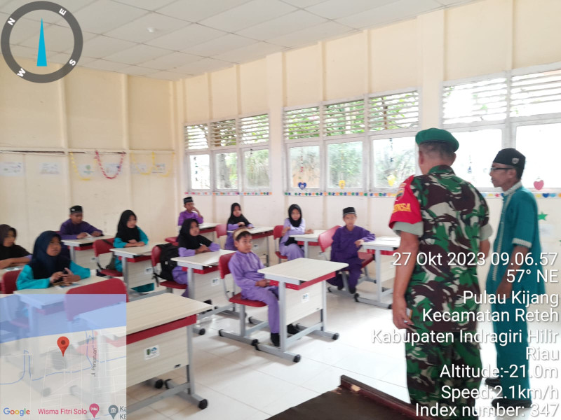 Koramil 07/Reteh Turun Lakukan Kegiatan Wasbang di SD 009 Pulau Kijang