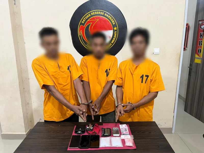 Polsek Rangsang Ungkap Sindikat  3 Pengedar Narkoba Dalam Satu Hari