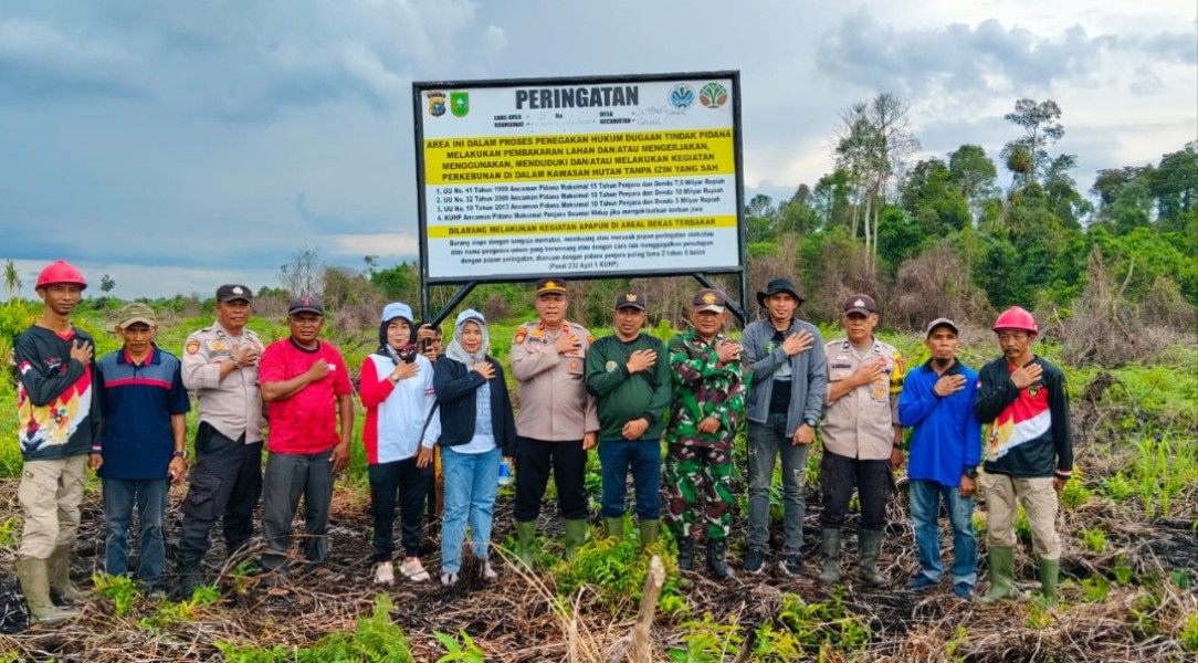 Sinergitas Polri dan TNI serta Masyarakat dalam Mencegah Karhutla di Kecamatan Gaung