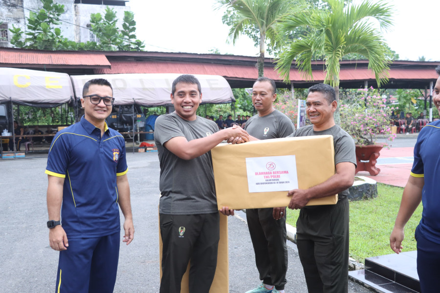 TNI-Polri Inhil Olahraga Bersama Serangkaian Hari Bhayangkara ke 78