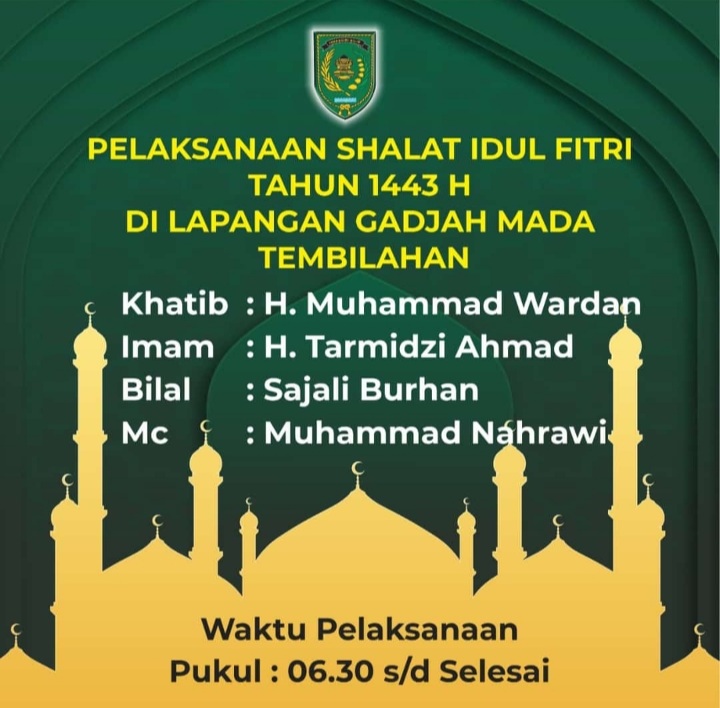 Besok Pemkab Inhil akan Gelar Sholat Id di Lapangan Gajah Mada Tembilahan
