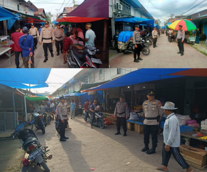 Untuk Memastikan Keamanan dan Ketertiban Masyarakat, Personel Polsek Gaung Anak Serka Lakukan Pengamanan Pasar Ramadhan