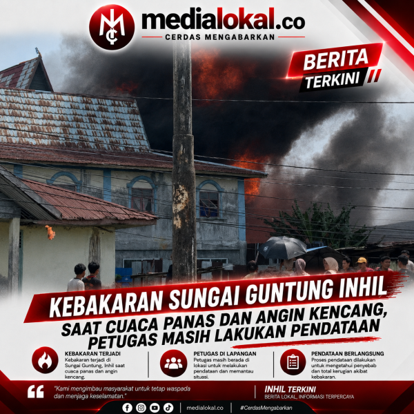 Asap Hitam Pekat Membubung, Warga Sungai Guntung Panik Saat Kebakaran Terjadi