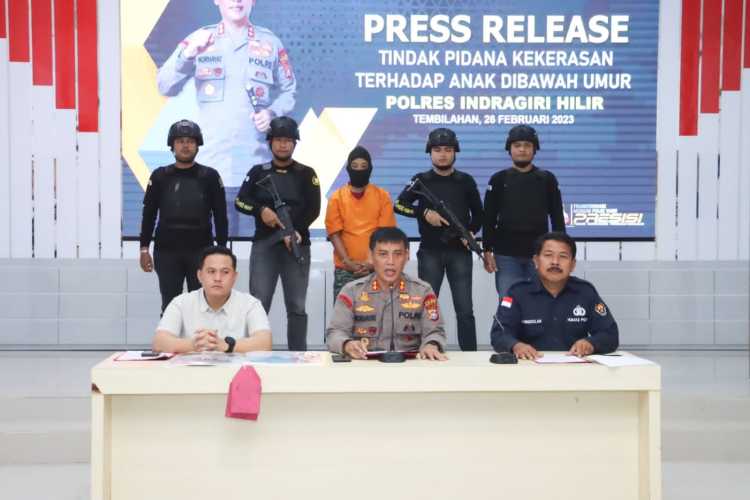 Polres Inhil Gelar Press Conference Kasus Kekerasan Anak Dibawah Umur