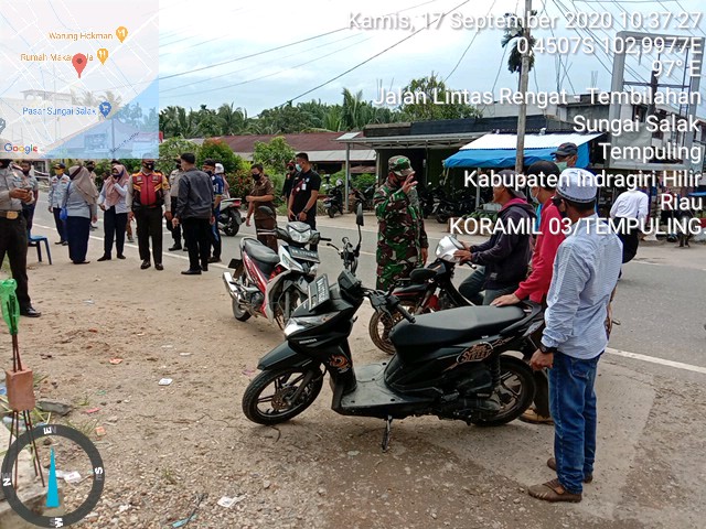 Patroli Skala Besar Penegakan Disiplin Protokol Kesehatan Covid-19 Kecamatan Tempuling, Sasar Tempat