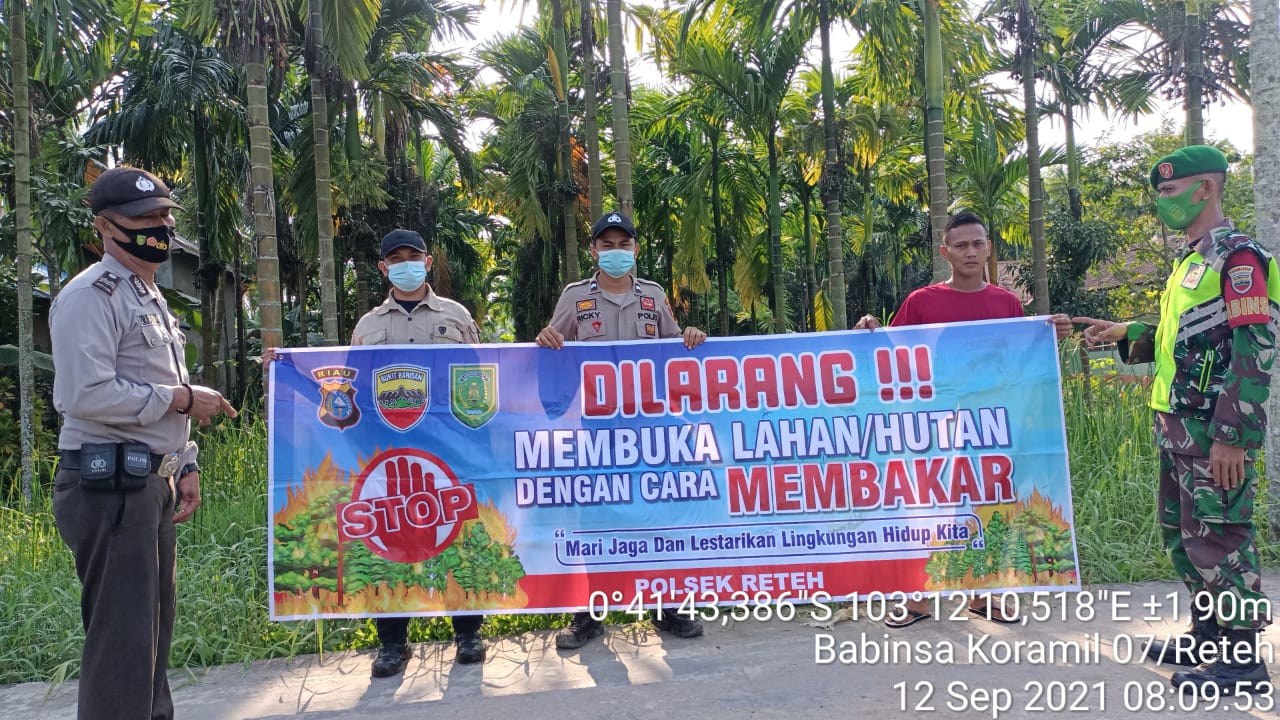 Bersinergi, Babinsa 07/Reteh dan Bhabinkamtibmas Lakukan Patroli  Karhutla di Pulau Kijang