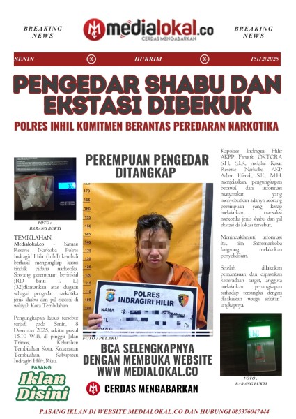 Polres Inhil Ungkap Kasus Narkotika, Perempuan Pengedar Shabu dan Ekstasi Ditangkap