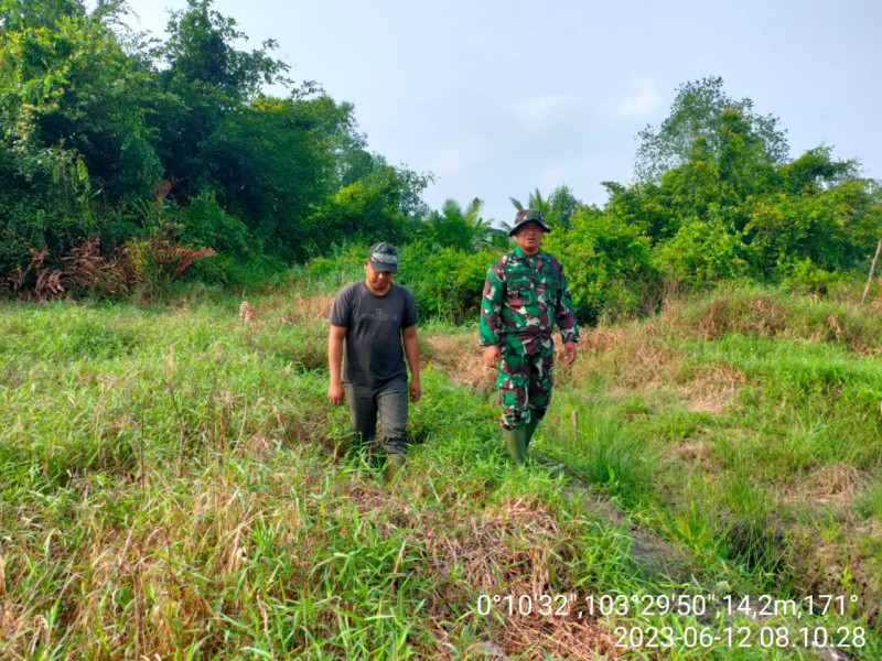 Melihat Cuaca Yang Terik, Babinsa Koramil 10/Pelangiran Tetap Lakukan Patroli Karhutla