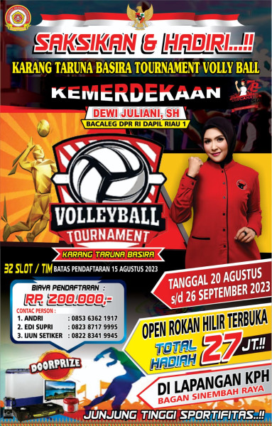 Meriahkan Hari Kemerdekaan RI ke 78, Karang Taruna Basira Gelar Turnamen Bola Volly Piala Dewi Juliani SH