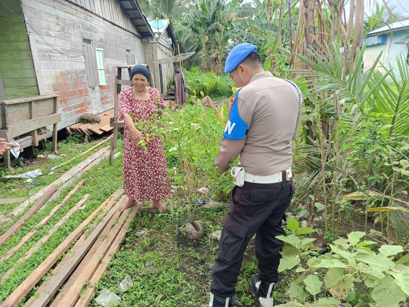 Aiptu Benny Codiyat Turun ke Enok, Apresiasi Warga Tanam Labu, Kunyit, dan Serai di Pekarangan
