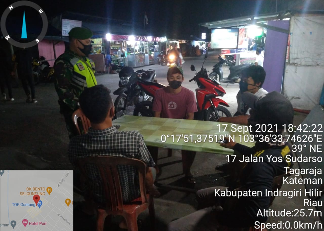 Penegakkan Disiplin, Babinsa Koramil 06/Kateman Stanby Hingga Malam Hari