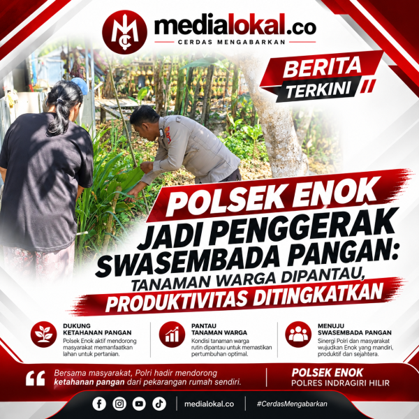 Dukung Ketahanan Pangan, Personel Polsek Enok Pantau Langsung Tanaman Serai dan Jahe Merah Warga
