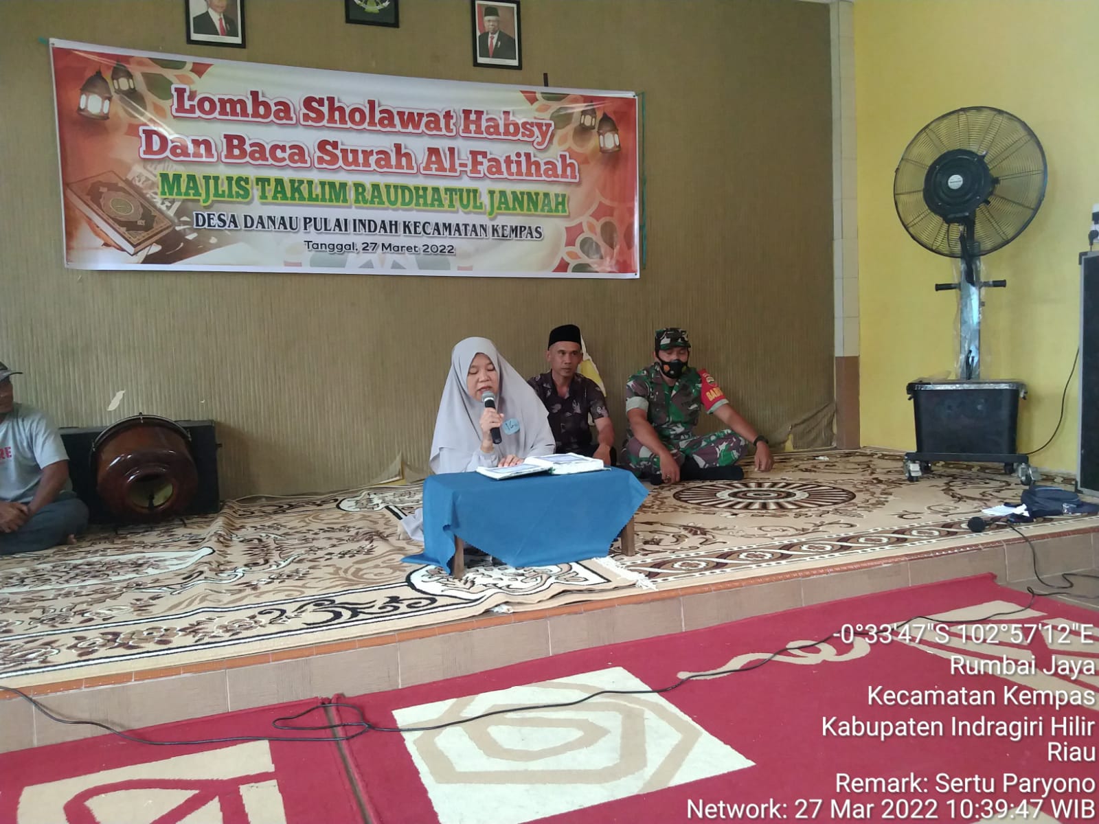 Babinsa 03/Tempuling Hadiri Lomba Sholawat Habsy Majlis Taklim Raudhatul Jannah Desa Danau Pulai