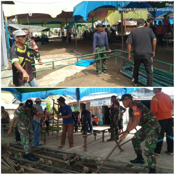 Danramil 03/Tpl Beserta Anggota Dan Warga Masyarakat Lakukan Gotong Royong Persiapan Haul Syekh Abdul Qadir Al-Jaelani