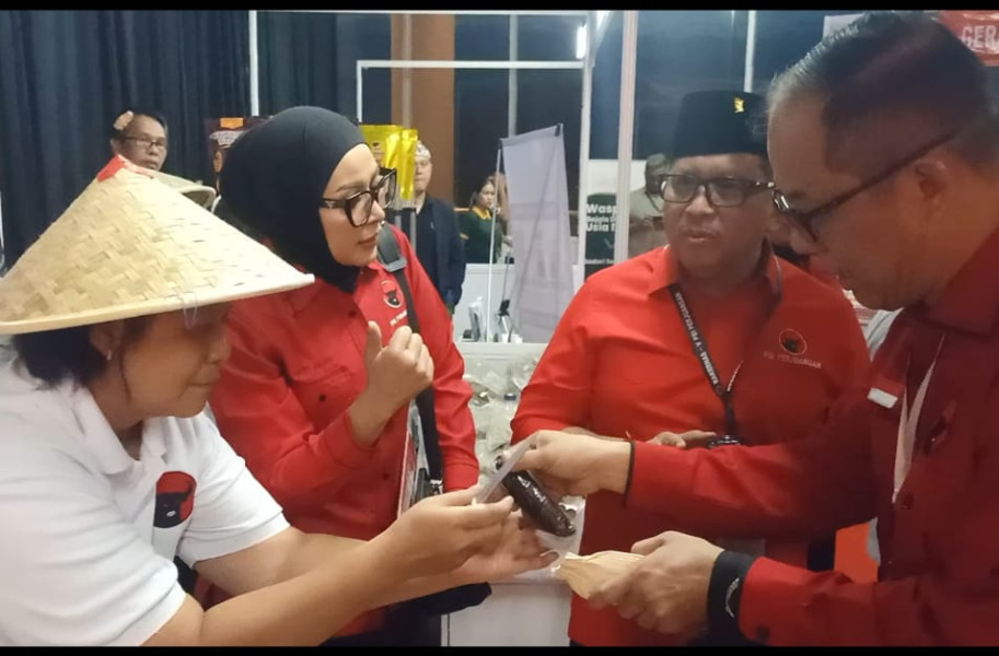 Prof Rokhmin dan Sekjen PDI Perjuangan Puji Stand UMKM GNTI Riau
