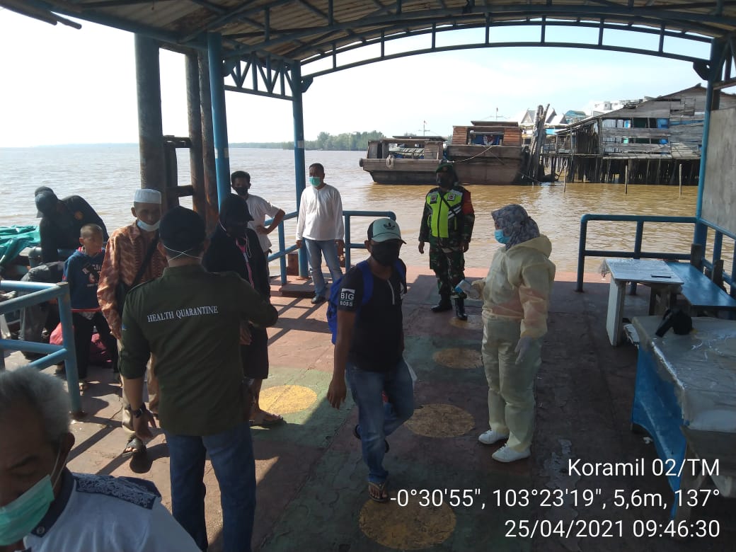 Penegakan Protkes di Pelabuhan Kuala Enok Terus di Gencarkan Koramil 02/Tanah Merah