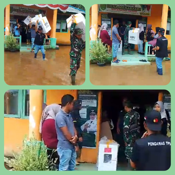 Awasi Proses Distribusi Logistik Pemilu Bersama Babinsa Koramil 07/Reteh