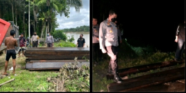 Kapolres Inhu Turun Langsung, Ditemukan Puluhan Kubik Kayu Illegal Kapolres Inhu Turun Langsung, Ditemukan Puluhan Kubik Kayu Illegal